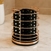 Porta Talheres Utensílios Preto e Rose Gold 15cm